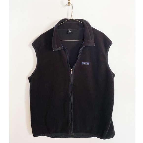 Patagonia Jackets & Blazers - Vtg 90s PATAGONIA fleece Vest Black full zip Womens size XL
